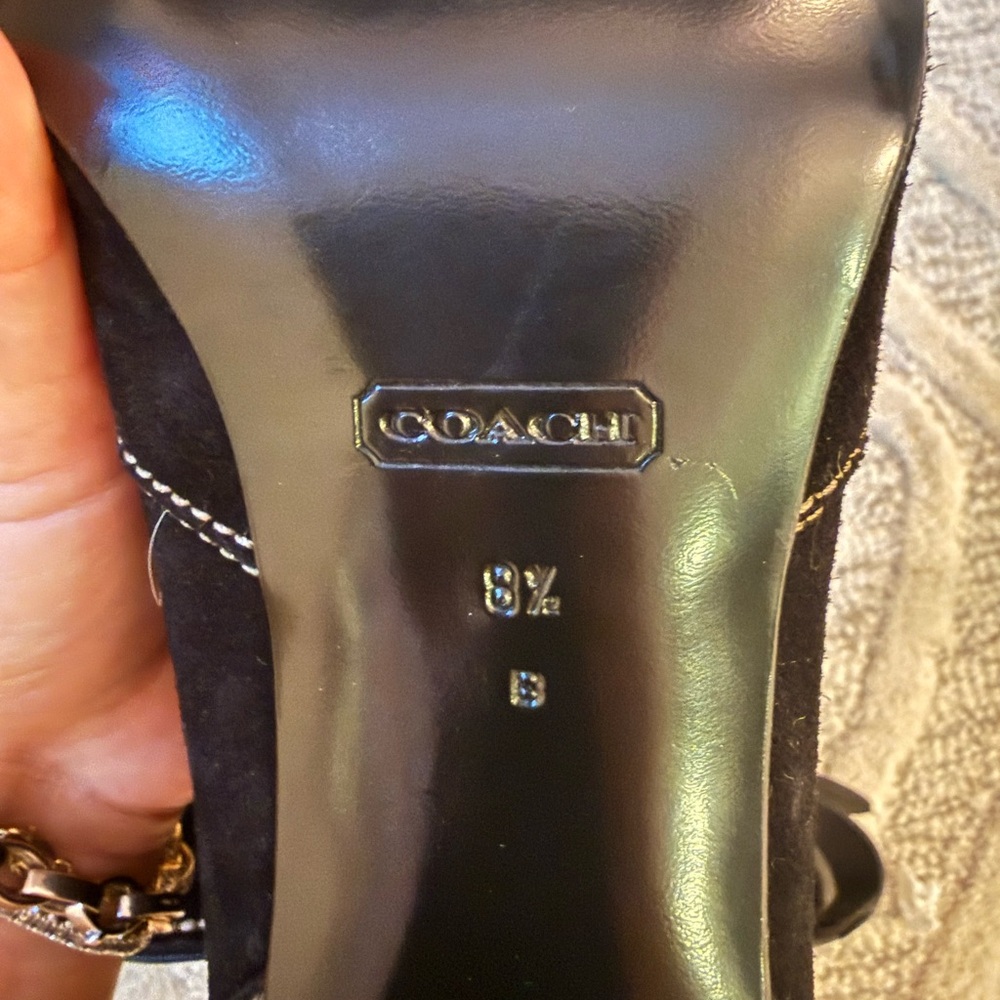 Coach Black Braided Suede Heeled Boots - Picture 4 of 4